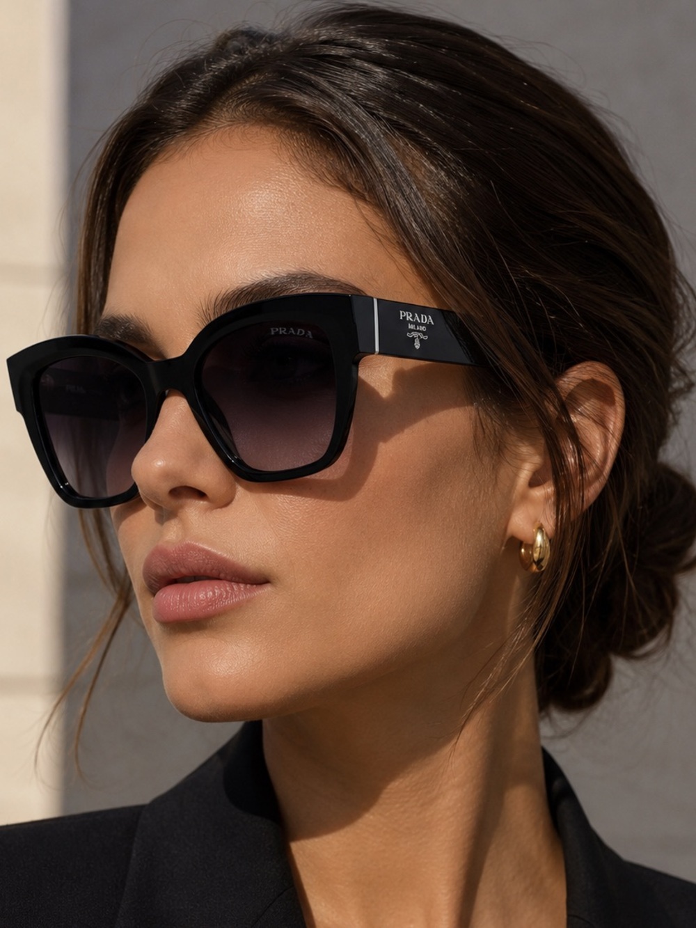 New in Box PRADA Black/Gradient Grey Sunglasses 54-18-140